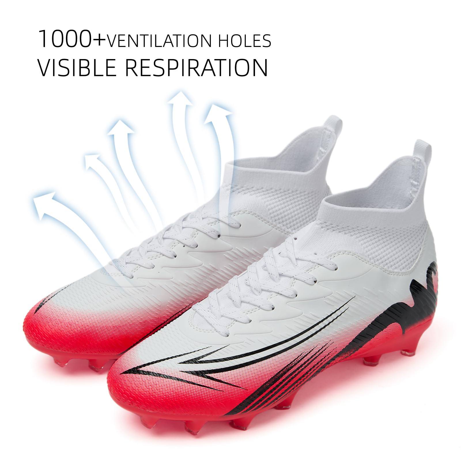 Men's High Top Soccer Shoes FG Long Spikes Adult Football Shoes Lightweight Professional Athletic Training