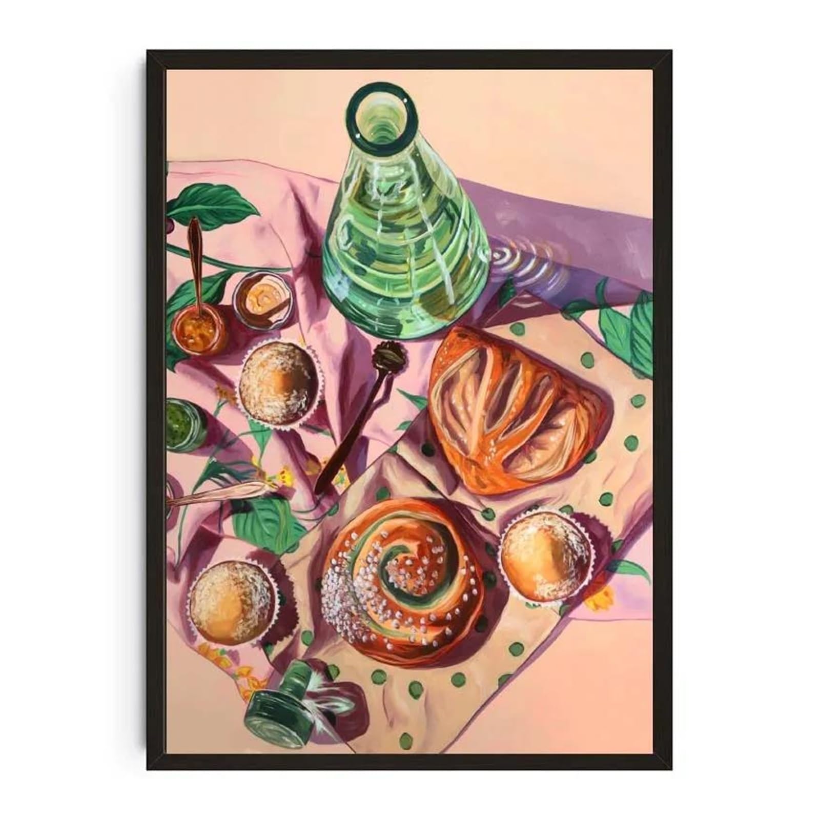 XENITE Wall Art Canvas Prints Watercolor Dessert Donut Cupcake Donuts Cake Poster Food Prints Cheesecake Canvas Painting Wall Picture Kitchen Room Decor(S,30x40cm)