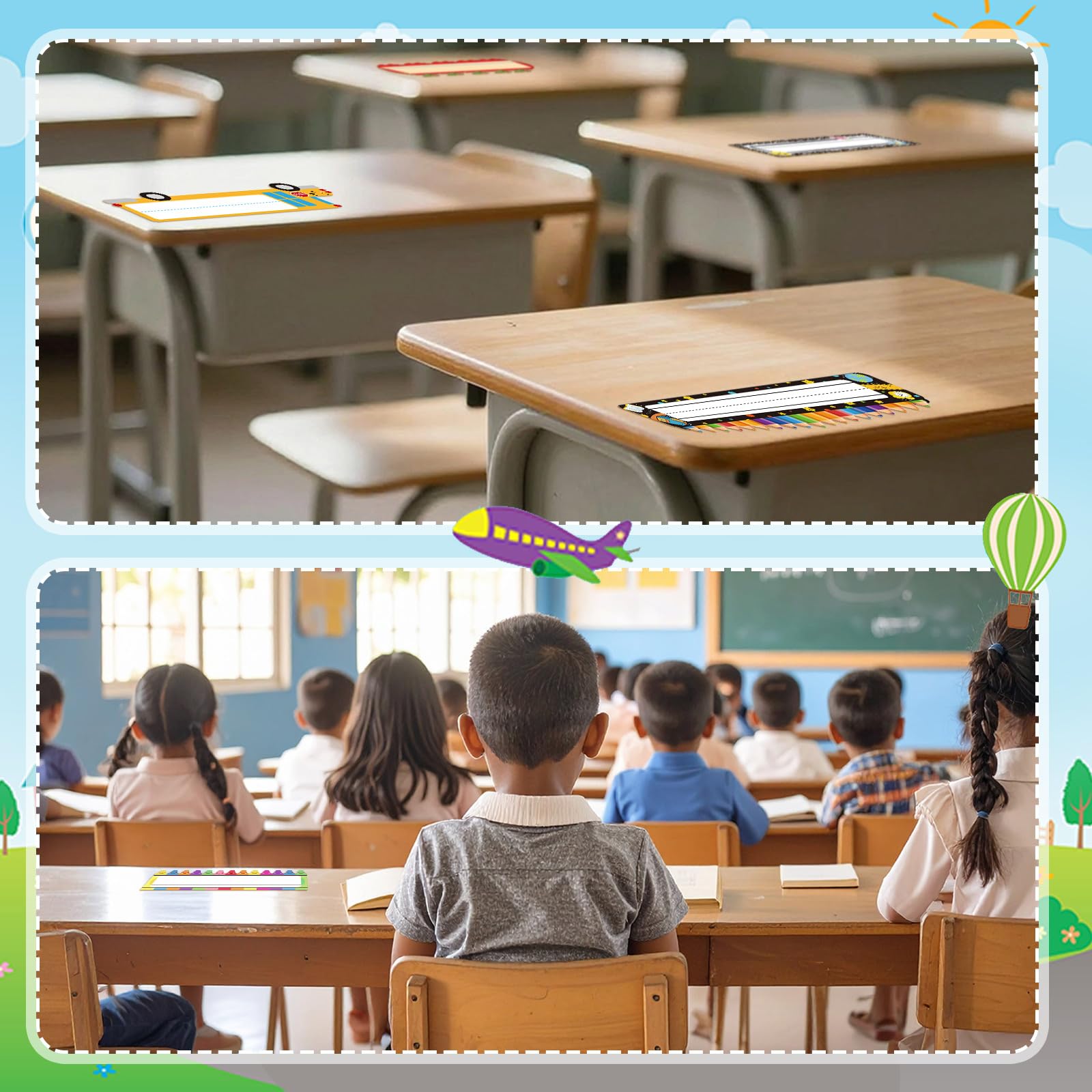 Eaasty Lot de 60 étiquettes de nom pour bureaux de classe, cahiers, crayons, étiquettes de bus, étiquettes pour la rentrée scolaire, le premier jour d'école, la maternelle, le casier, le tableau