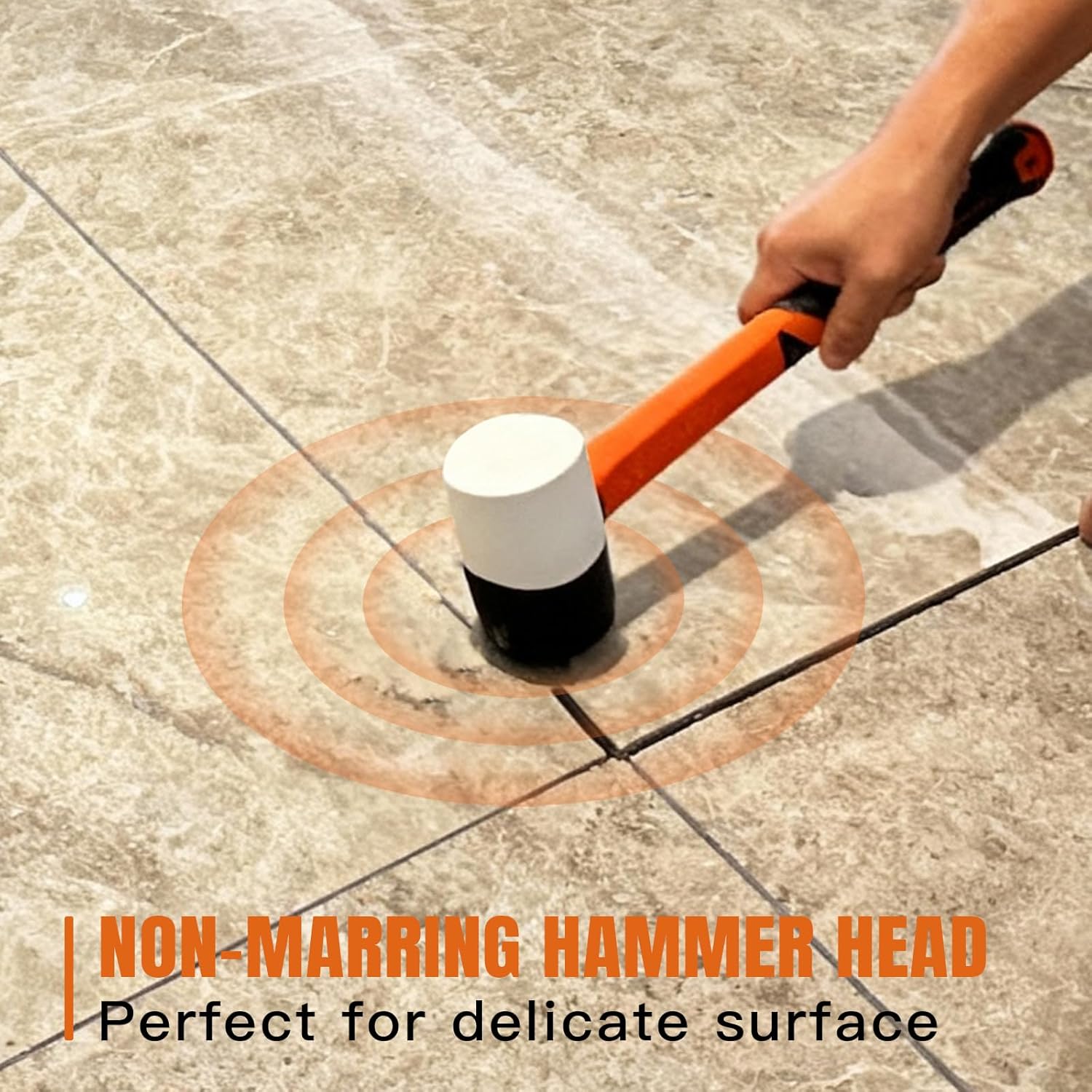 Rubber Mallet Hammer 16oz -Soft Mallet for Flooring Woodworking - Non-marring Hammer with Fiberglass Handle