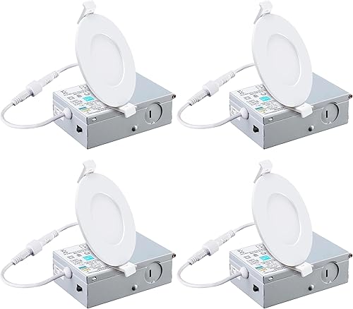 SLEEKLIGHTING Luz de panel plano de retrofit ultrafina de 3 pulgadas, 5 W, 5CCT seleccionable, con caja de conexiones, perfil delgado, regulable,