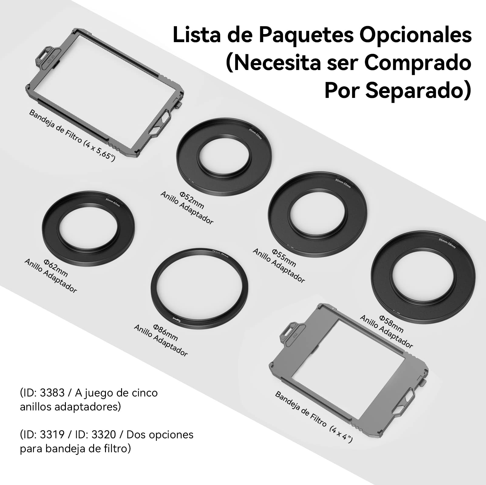 SMALLRIG Mini Matte Box Lite con Bandera Superior para Cámaras DSLR y sin Espejo, Caja Mate Compatible con Lentes de 67mm/72mm/77mm/82mm/95mm, Viene con Bandeja de Filtro - 3575