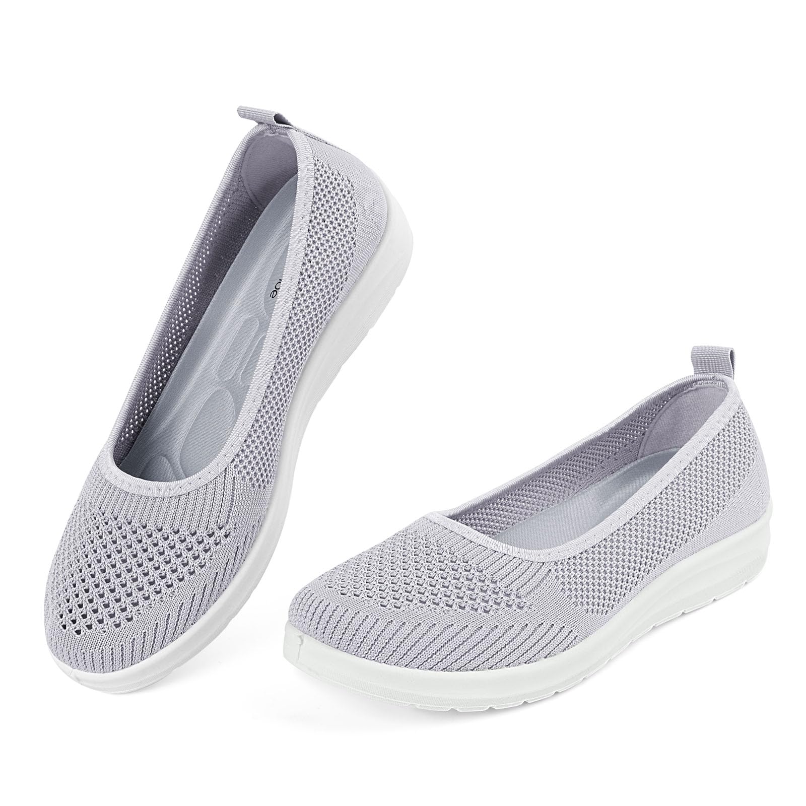MUSSHOESlip-on Womens Walking Shoes：Round Toe Mesh Sneakers：Comfortable Classic Casual Breathable Lightweight Loafers Flats for Mature Women Aged 30-60