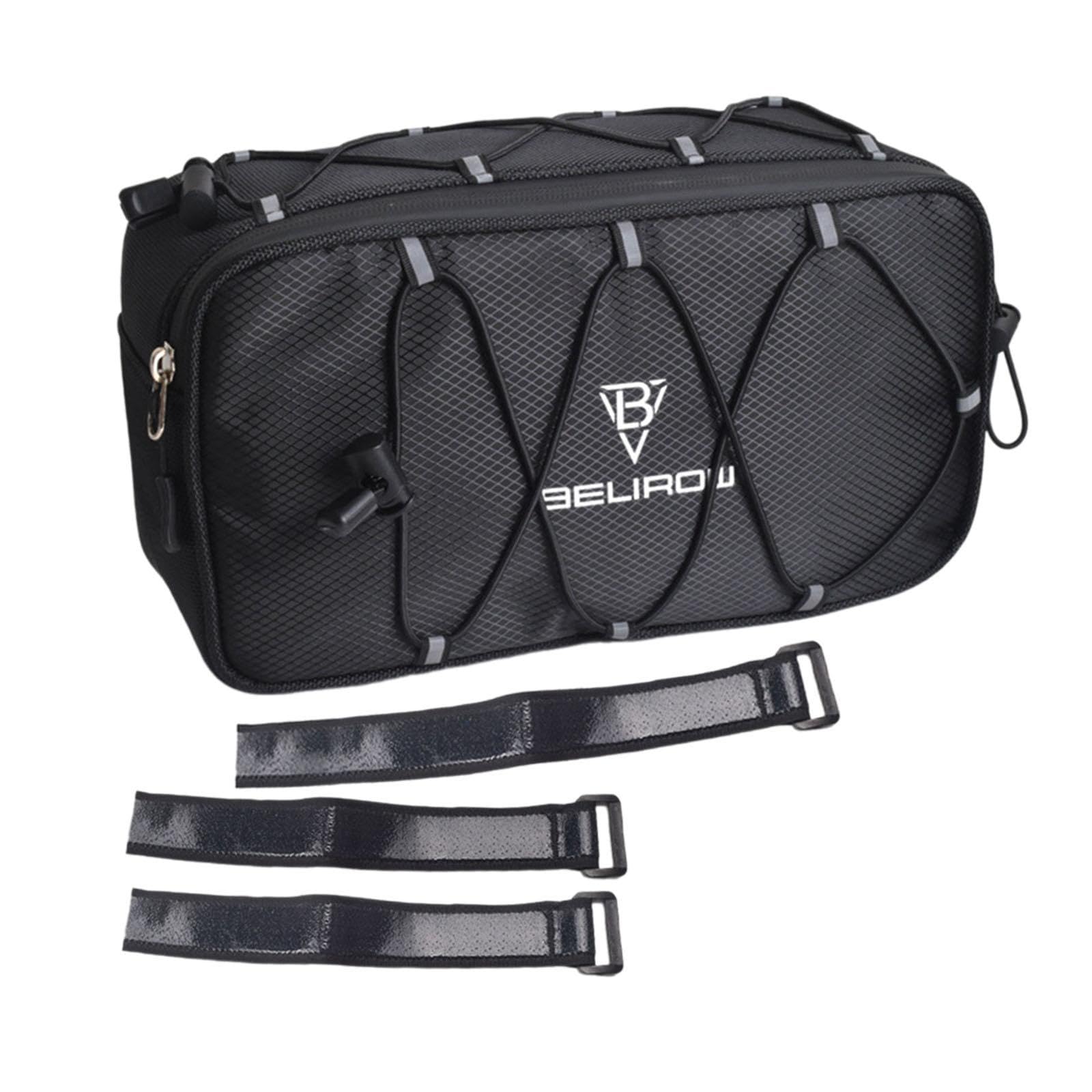 Borsa da Manubrio per Bicicletta, Pieghevole, Anteriore, Pratica, Riflettente, per Piccoli Accessori, con Maniglia, Nero 4,3 Litri