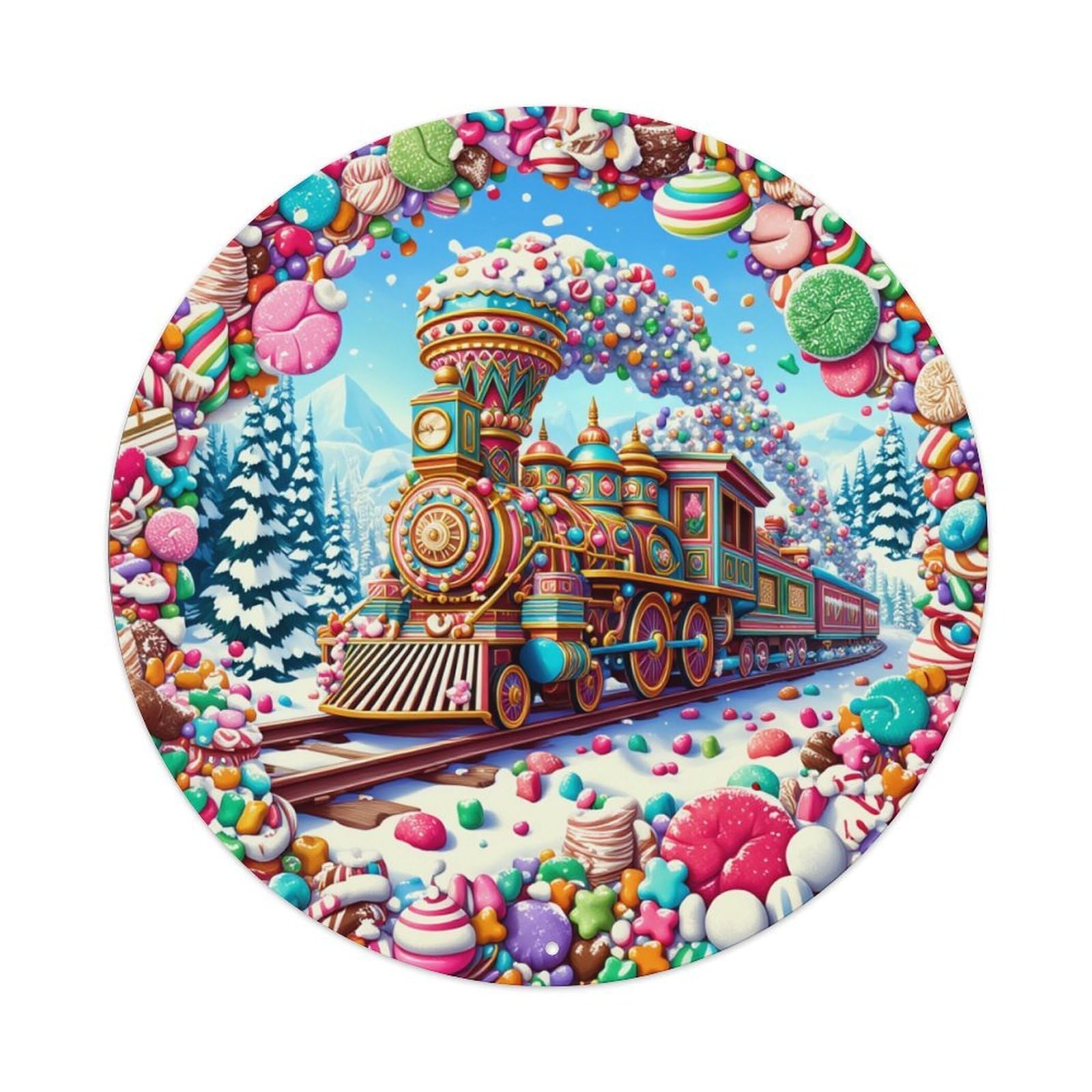 Jdfenggu Vintage Candy Train Winter Wonderland Magic Retro Metal Tin Sign, Metal Poster For Bar, Home, Man Cave, Kitchen, Laundry Room Art Decor 8X8 Inch