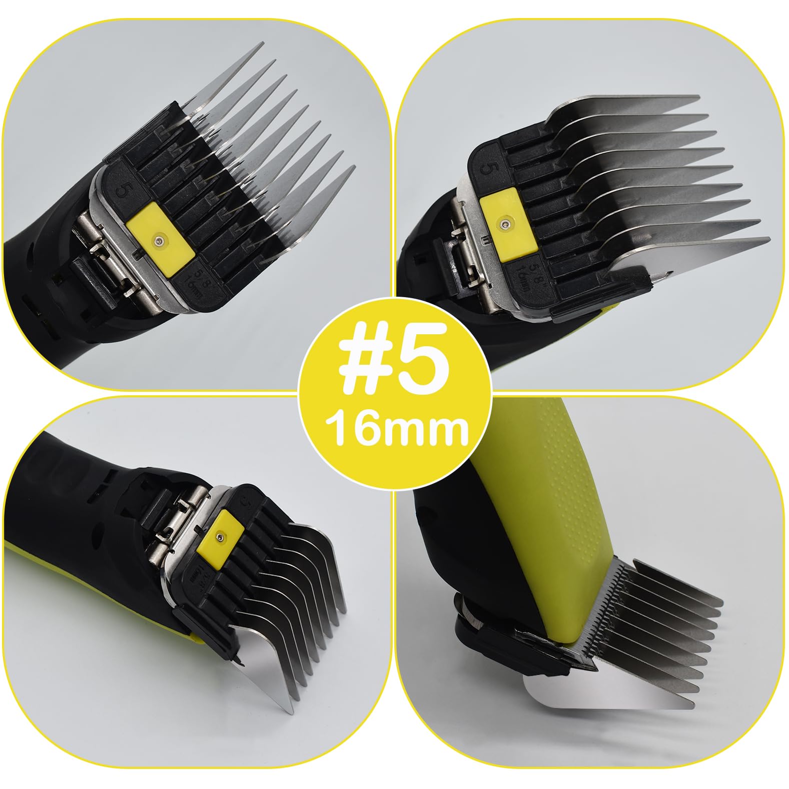 Peignes Guides Professionnels en Acier Inoxydable Type A5 16/19/22/25mm 5/8" 3/4" 7/8" 1" Compatibles Wahl KM2/5/10 Andis AG/BG Oster A5/A6