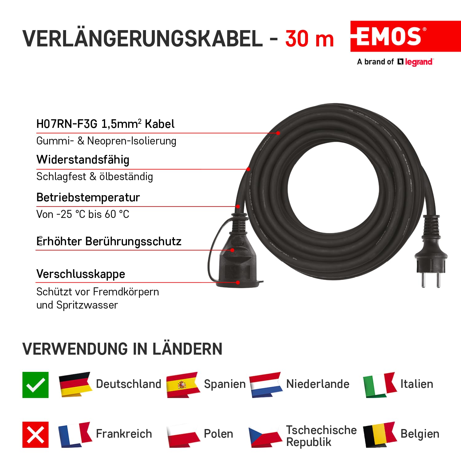 Enrouleur de câble EMOS, P01830