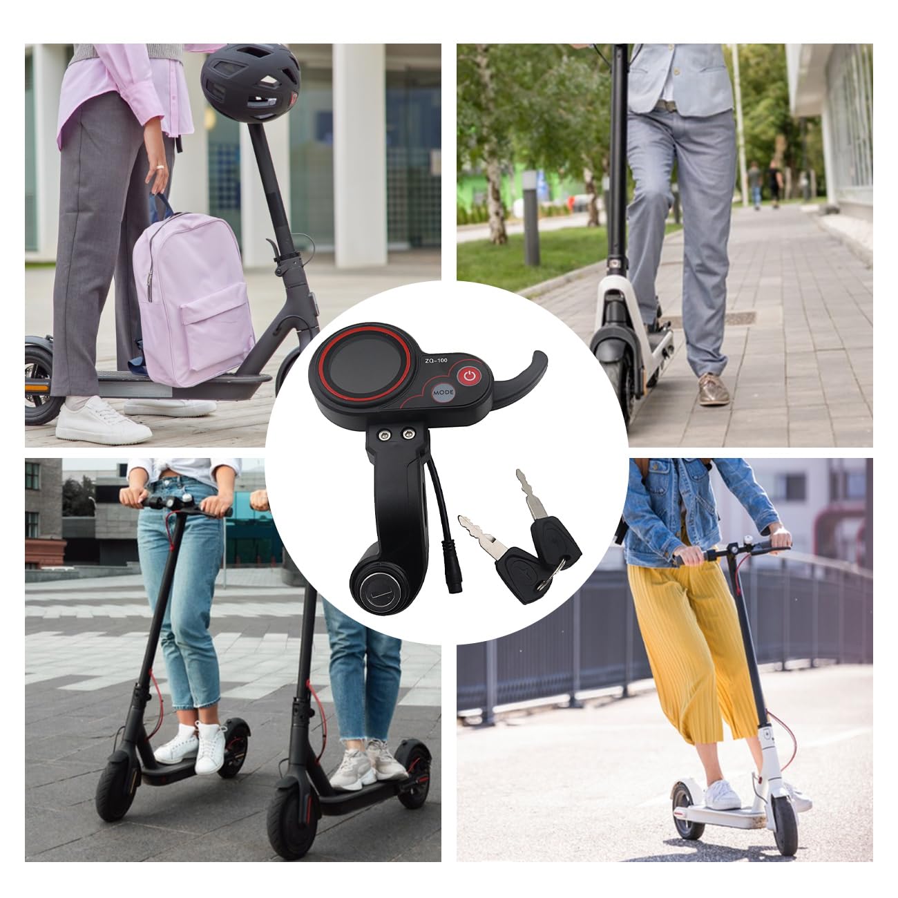 Wokyo ZQ-100 Bouton d'affichage LCD 6 broches pour scooter électrique avec changement de vitesse, étanche 36-60 V