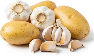 Fresh Yukon Gold Potatoes 3 Pound and Garlic Combo Pack, 3 Pounds Each, All-Purpose Cooking Bundle