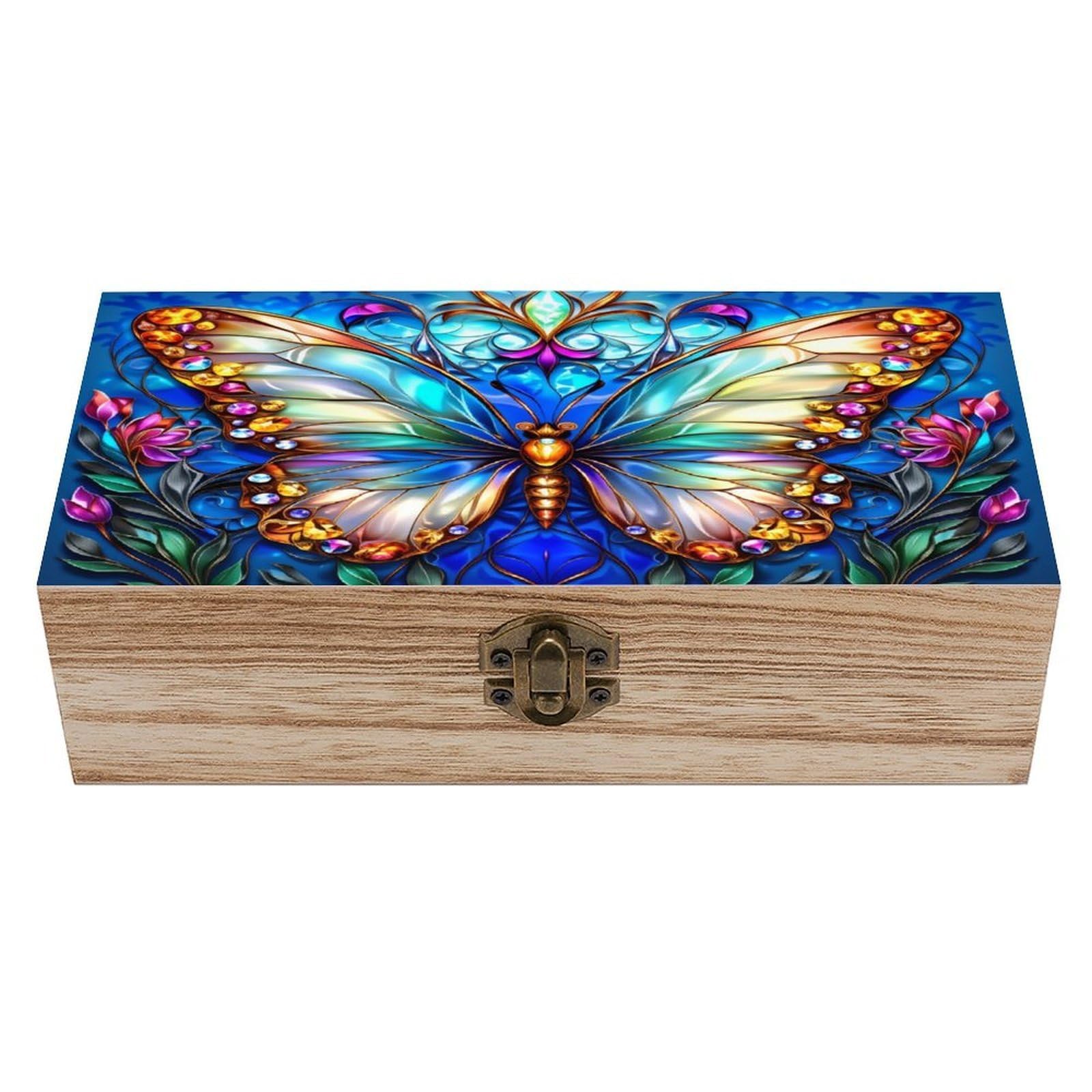 asbwuo Beautiful Butterfly Vintage Wooden Keepsake Box