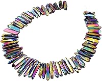 Vista 24 de rockcloud rocas naturales de cristal, cubiertas de titanio, cuarzo claro, en punta, hebra de 15 pulgadas