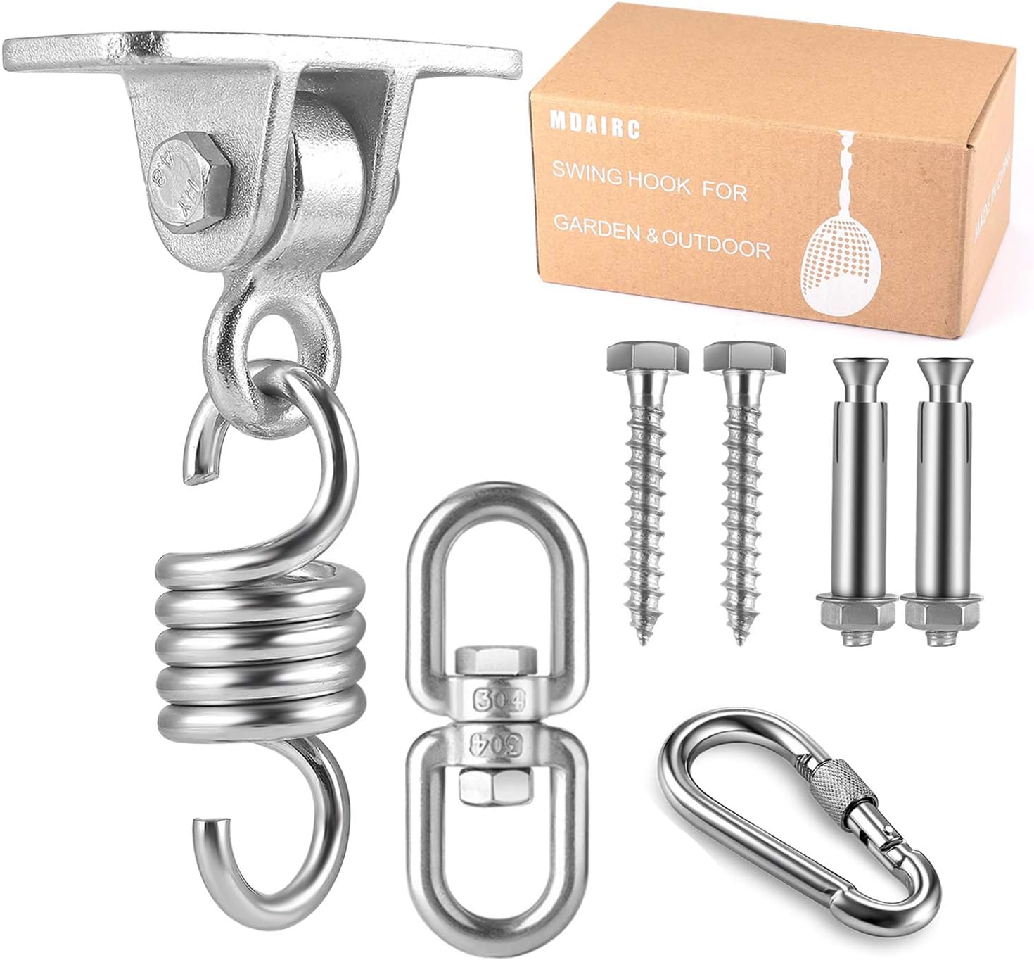 - Heavy Duty Stainless Steel Hanging Kit: Swing Hangers and Hammock Spring and swing swivel spinner, Kglobal Swivel Hook and Locking Snap Hooks for Wooden Sets,tire swing swivel,Seat Trapeze Yoga