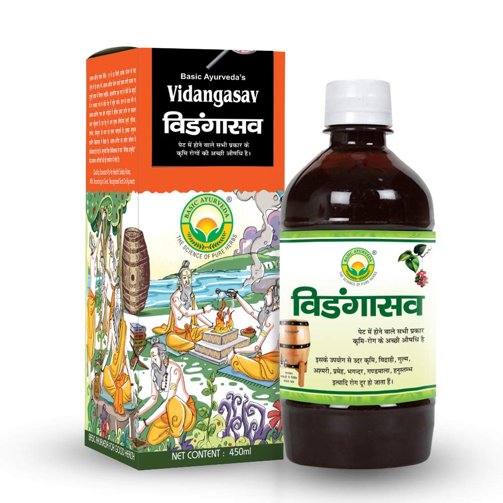 BASIC AYURVEDA Vidangasav 450ml Pack of 3 | Ayurvedic Supplements for Stomach Health | A Powerful Blend of Ingredients Extra Strength Formula