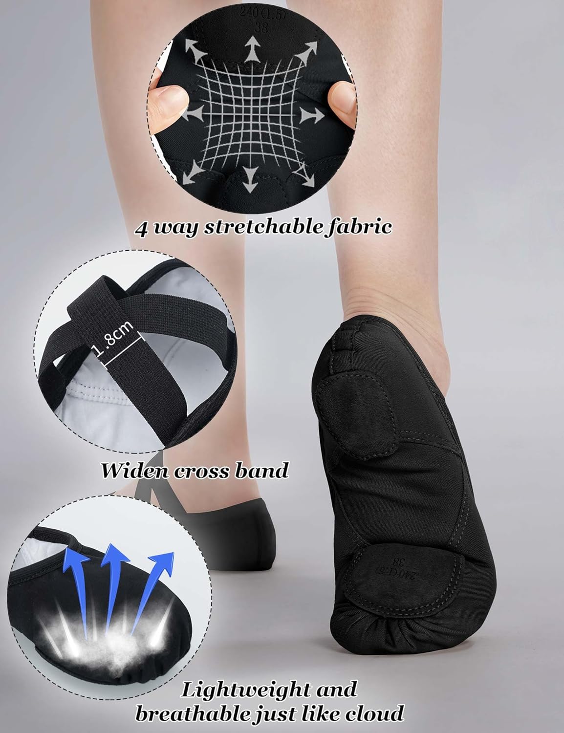 Cloud Soft 4 Way Stretch Canvas Ballet Shoes Split Sole Dance Slippers for Toddler Girls, Little Big Kids Training - Image 4