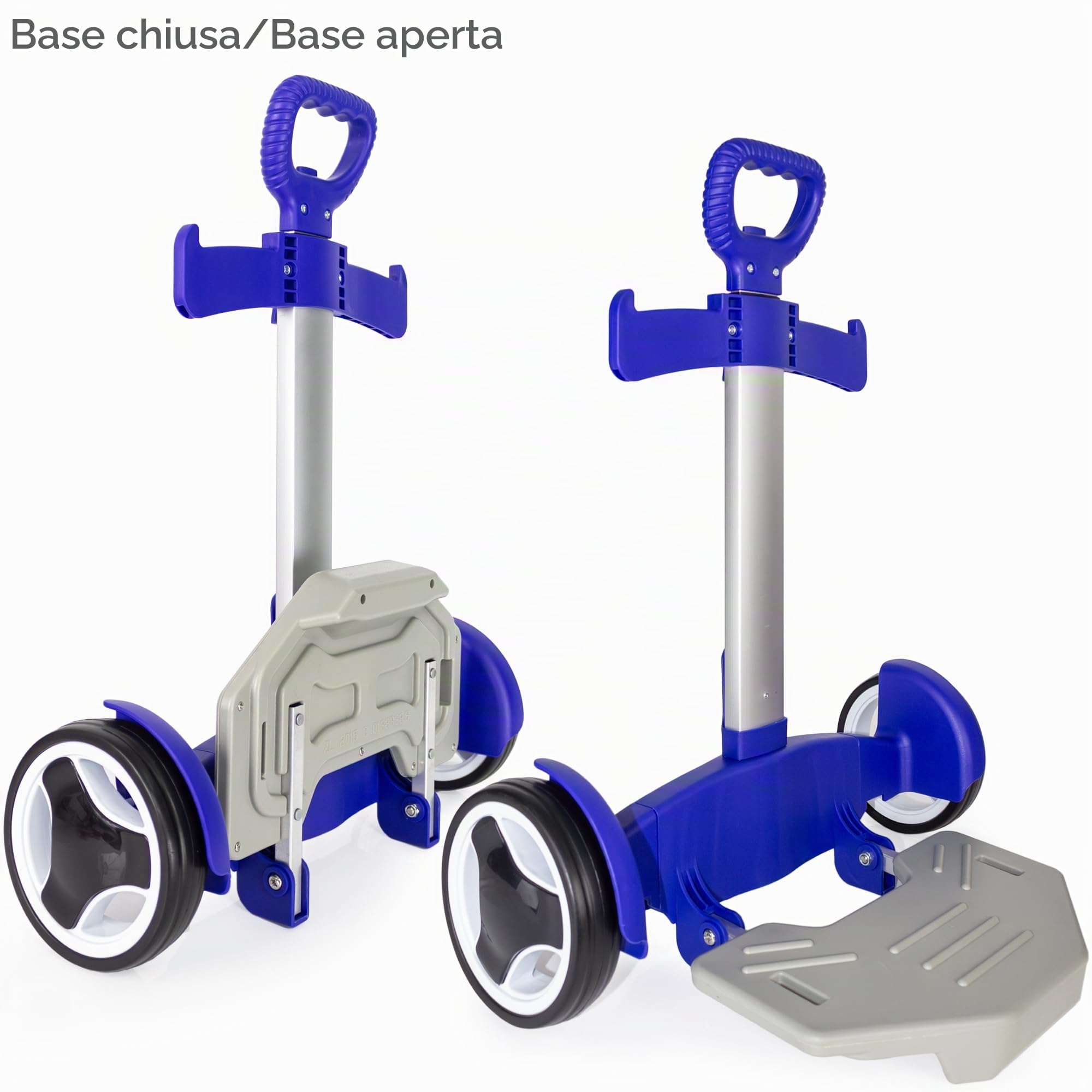 Carrello Zaino Rotante per Viaggi, Pendolarismo e Uso Quotidiano, Carrello Pieghevole in Alluminio con Maniglia Regolabile, Zaino Portatutto Leggero per Tutti i Terreni – Blu Reale, Ruote