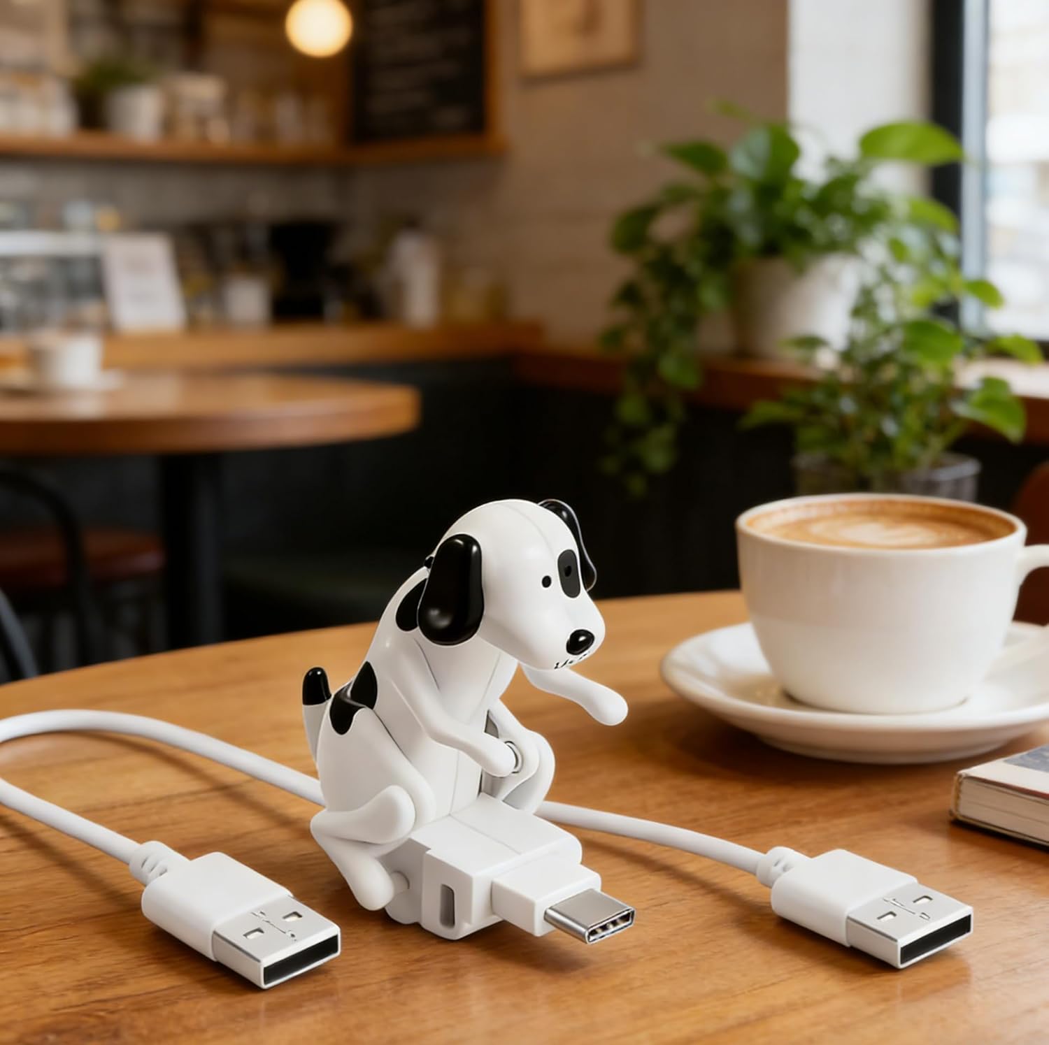 Funny Dog Type-C Charging Cable 4-Pack USB Phone Charger with Swinging Tail Design Durable Data Cable for Home Office Travel