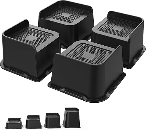 Elevadores de cama de 2 pulgadas, resistentes, 4.8 x 4.8 pulgadas de ancho en forma de L, elevadores de cama de gran tamaño, soportan hasta 5000