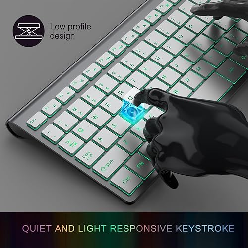 Vista 12 de Combo de teclado y mouse inalámbricos recargables, J JOYACCESS 2.4G, compacto, silencioso, delgado, inalámbrico, para laptop, PC, escritorio, Negro