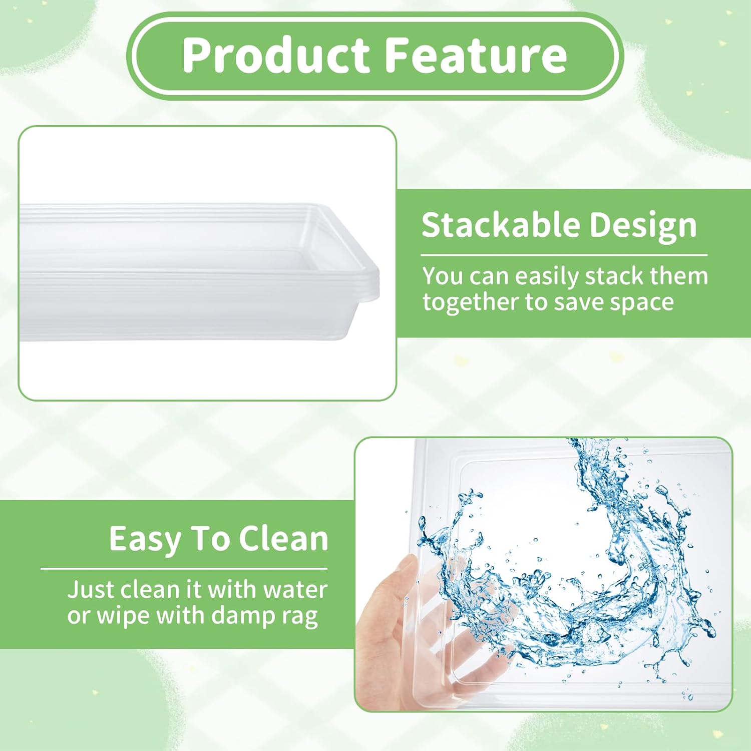 QTLCOHD 20 Pcs Clear Plastic Art Trays, 8.27 x 11 x 1.2 Inch Activity Crafts Organizer Tray, Serving Tray for Home, School, Kids, DIY Projects, Painting and Beads - Image 4