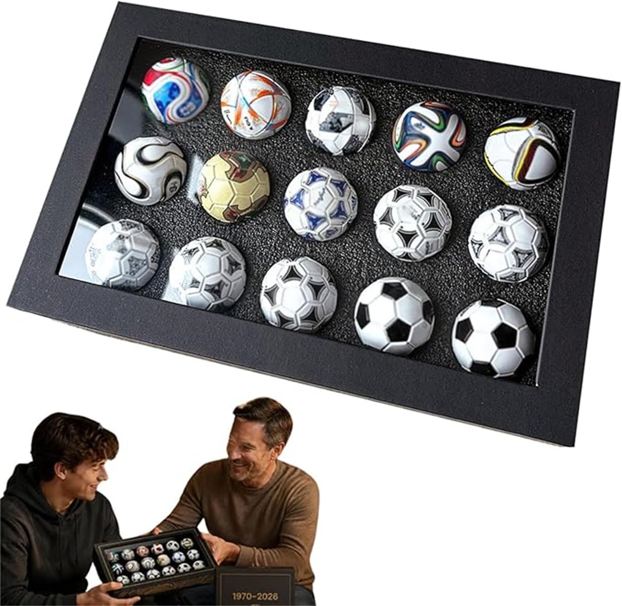 Handcrafted Mini Soccer Ball Collection 1970–2026 Figurines, Collectible Football Replica, Desk Display & Sports Memorabilia Gift for Soccer Fans