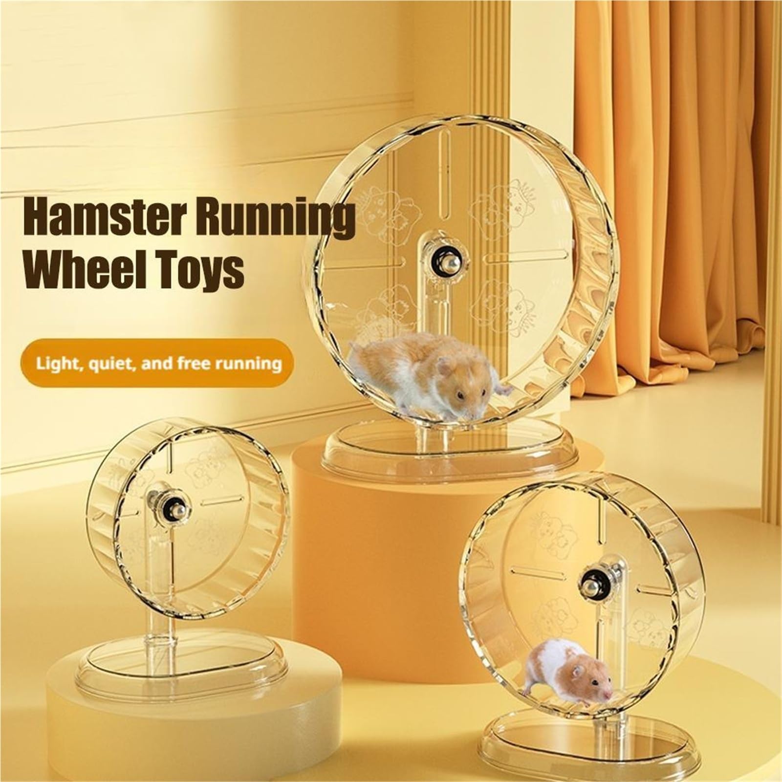 Hamster Running Sport Trasparente Running Wheel Support Toy Piccolo Pet Cuscinetto a rulli Silenzioso Ruota da corsa Accessori per animali domestici