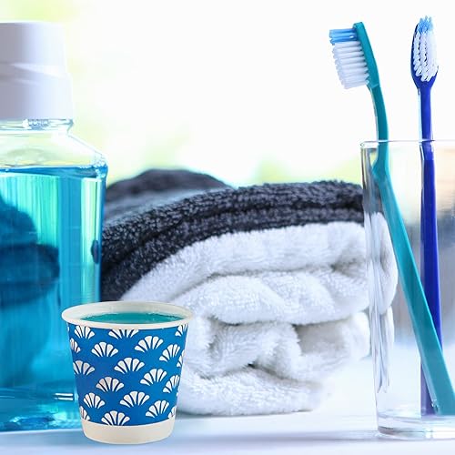 Miniatura 7 de JollyPack Paquete de 1200 vasos desechables de papel de baño de 3 onzas, vasos pequeños para enjuague bucal en naranja, azul y verde, ideal para