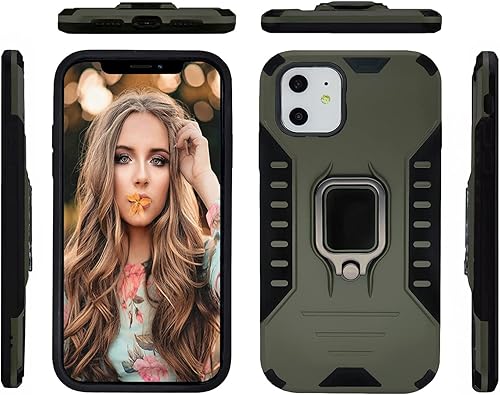 Miniatura 7 de MODOS LOGICOS Funda para iPhone 11, funda protectora de doble capa a prueba de golpes con soporte de anillo giratorio de metal 360 integrado,