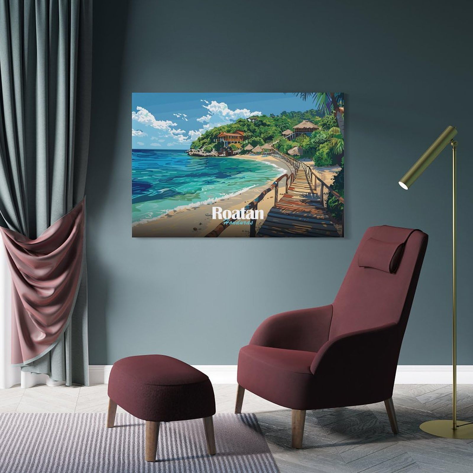 Junmoney Roatan Beach Paradise Canvas Wall Art, 08x12inch(20x30cm), for Wall Displays, Bedrooms Or Room Updates, Ideal for Building A Coordinated Art Wall