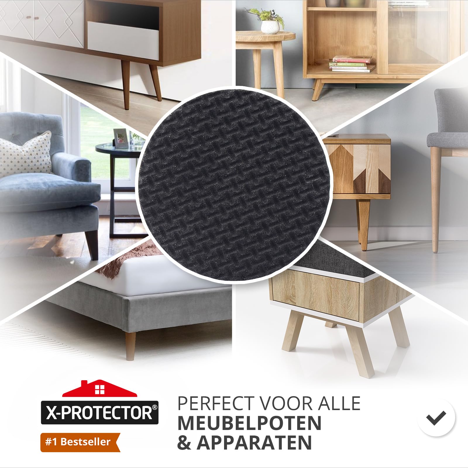 Antislip rubberen meubelkussens, zwarte meubelpoten covers