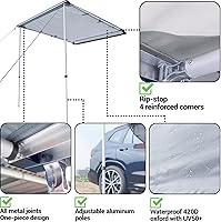 Vista 3 de DANCHEL OUTDOOR - Toldo retráctil, impermeable para vehículos: SUV, Overland, Offroad. Carpas gris para automóvil.