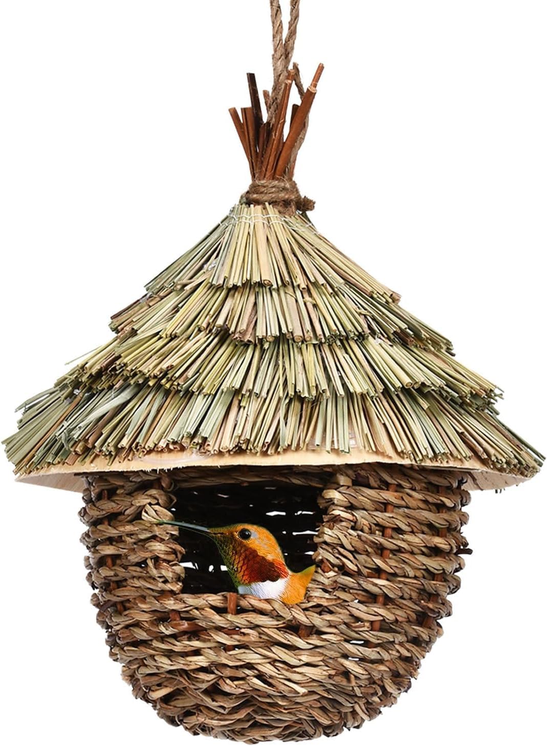 Nido per Uccelli in Vimini Intrecciato A Mano, 17x22 Cm, Casetta per Uccelli da Appendere per Pettirossi, Adatto per La Casa, Il Patio, Lalbero, Il Cortile E La Decorazione del Giardino.