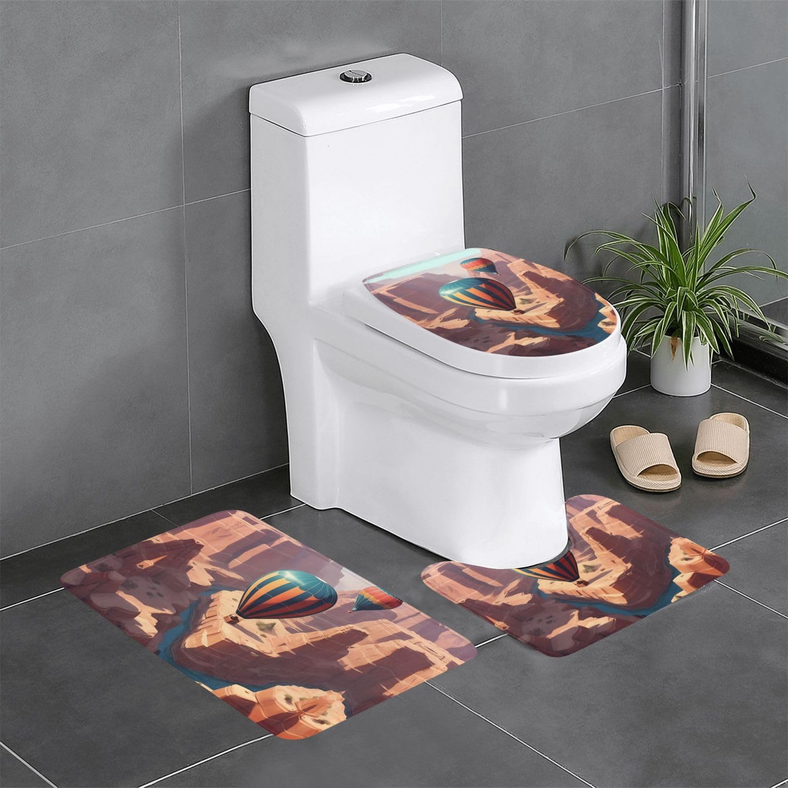 Tapis de salle de bain Canyon à motif montgolfière pour toilette