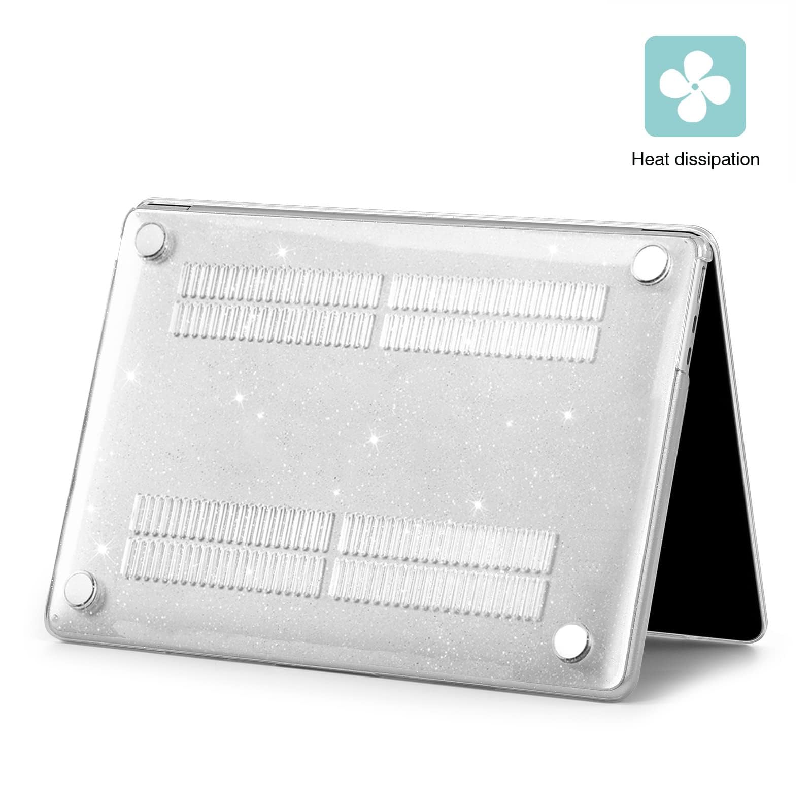 EooCoo Custodia Compatibile con MacBook Air 13.6 Pollici M2 A2681 M3 A3113 M4 A3240 con Touch ID, 2022 2024 2025 Rilasciato, Mac 13,6" Plastica Cover Rigide - Scintillante Cristallo Trasparent