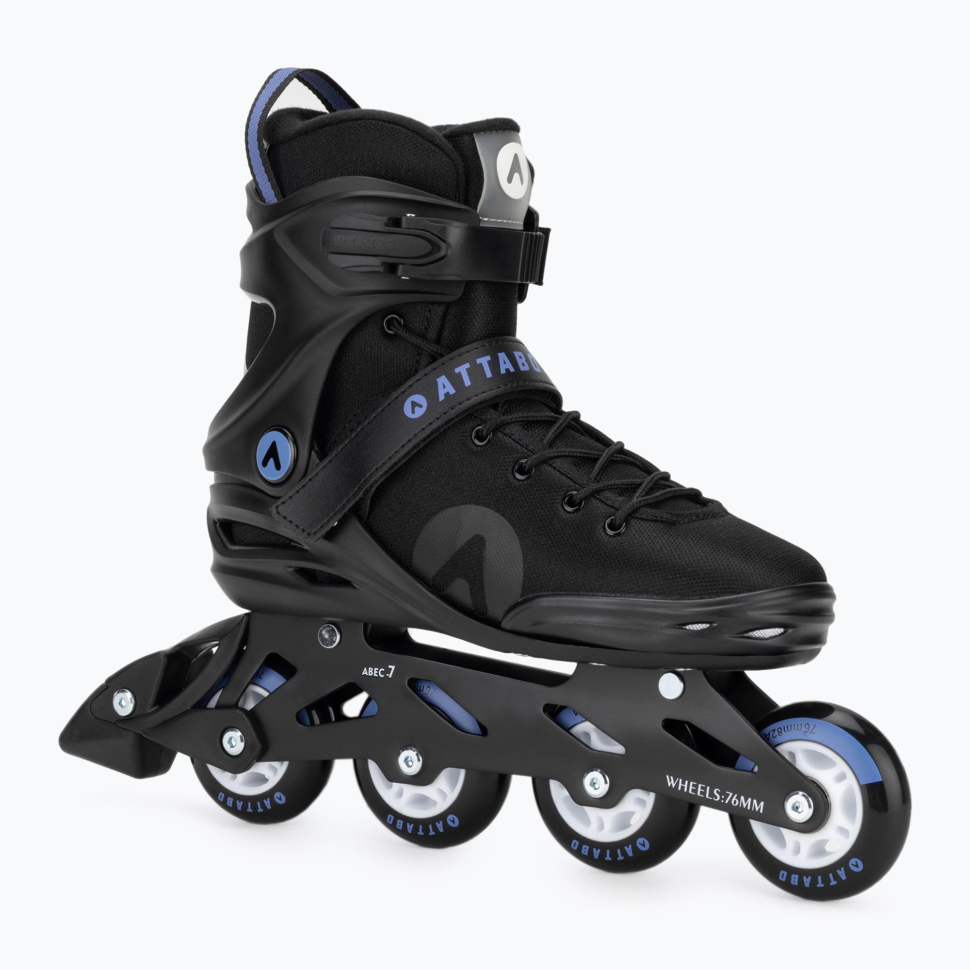 ATTABO Cyclone Alu Rollers en Ligne pour Homme – Rail en Aluminium, Roues en PU 76 mm 82A, ABEC-7, avec Lacets, Sangle et Boucle, Tailles 40–46
