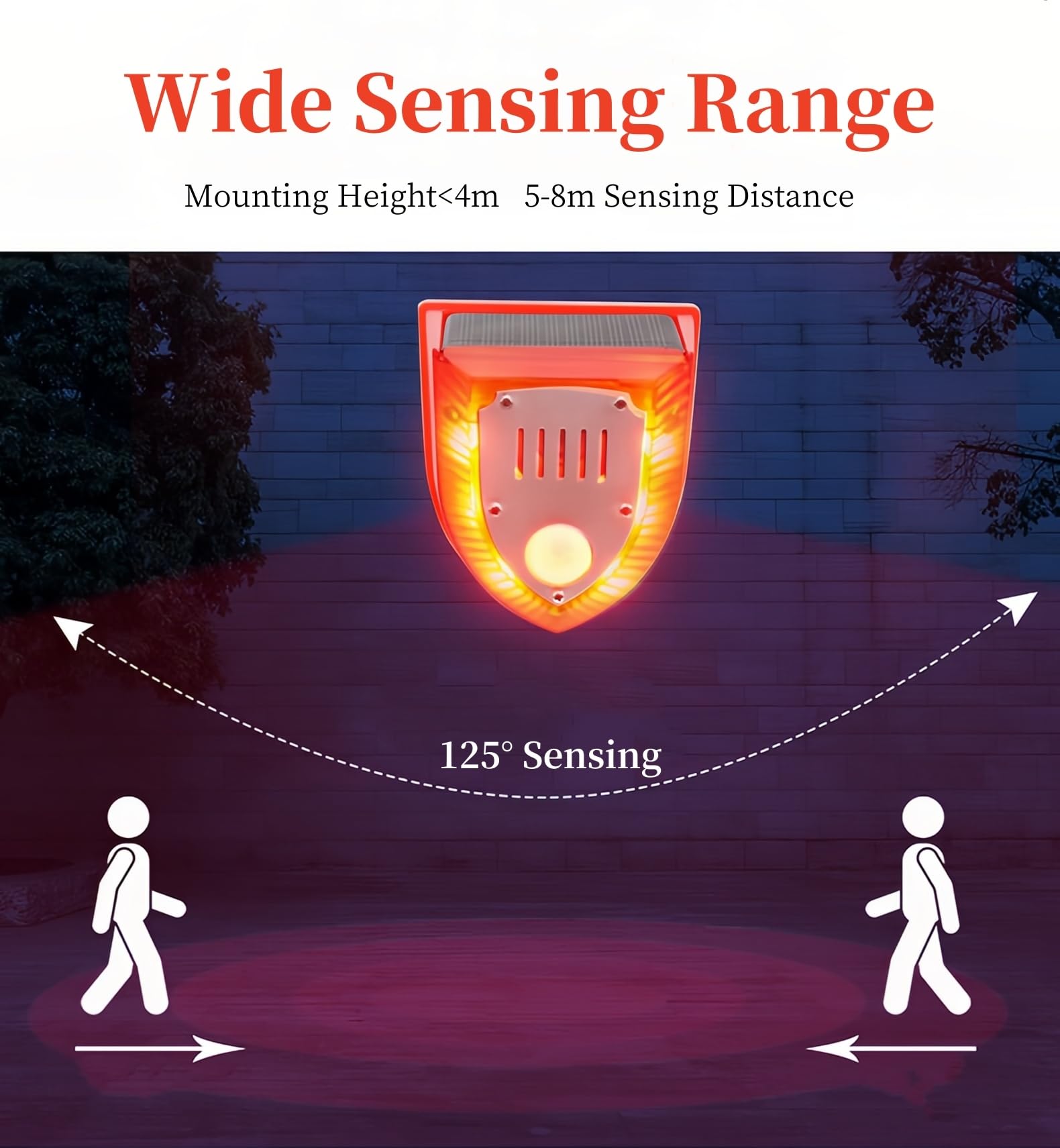3 Pack Alarma Solar de Seguridad con Sensor de Movimiento Sonidos de Disparos y Ladridos 129dB Fuerte IP65 Impermeable Luz Estroboscópica Lámpara de Advertencia para Exterior