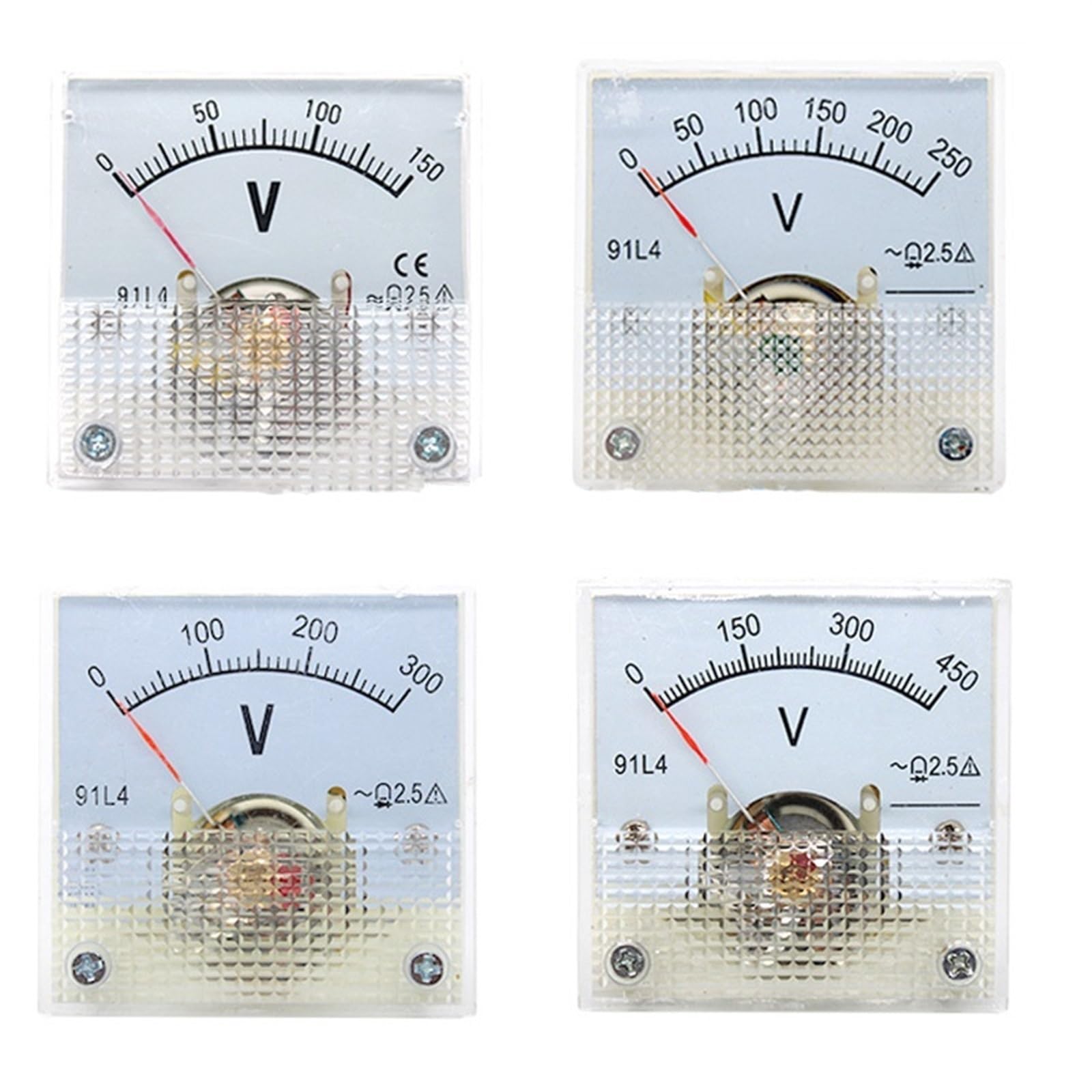 voltímetro, Voltímetro analógico de panel 91L4 AC 0-150V 250V 300V 450V (1 unidad)(450V)