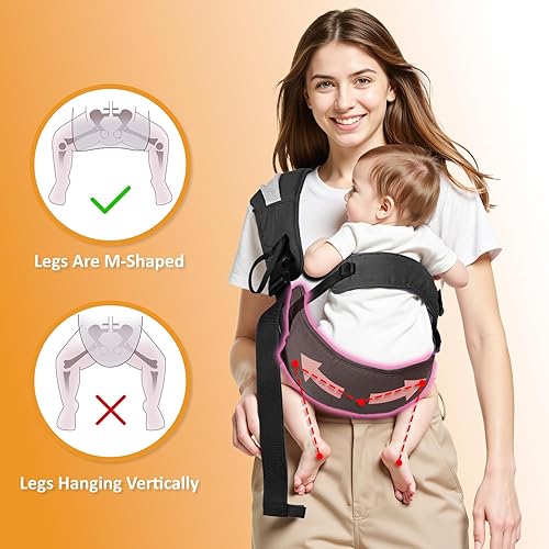 Miniatura 6 de Portabebés para bebés de 6 a 48 meses, 15-55 libras, ajustable y ergonómico con correas de hombro extragruesas, transporte delantero y trasero,