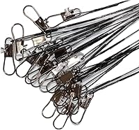 Vista 2 de 50 líderes de alambre de pesca de alta resistencia con revestimiento de nailon para líneas de pesca con giros y broches de presión de 6 pulgadas