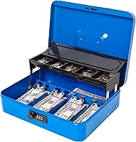 Vista 14 de Jssmst Caja de Efectivo con Bandeja de Dinero y Cerradura - Caja de Efectivo Roja con Cerradura de Llave, Caja de Dinero Segura Grande, Cajón