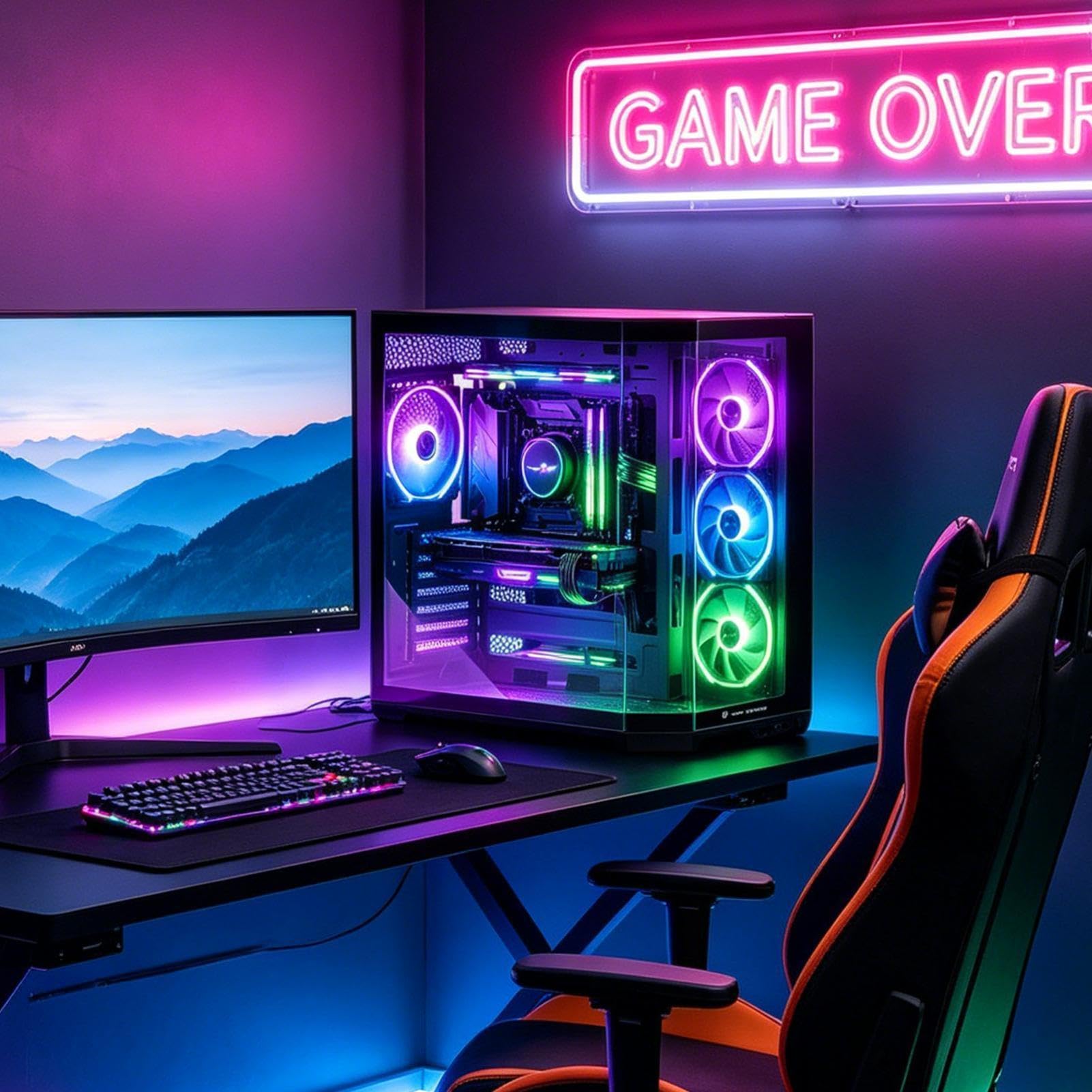 ATX PC Gehäuse, 10 Lüfter, Gehärtetes Glas, Hoher Airflow