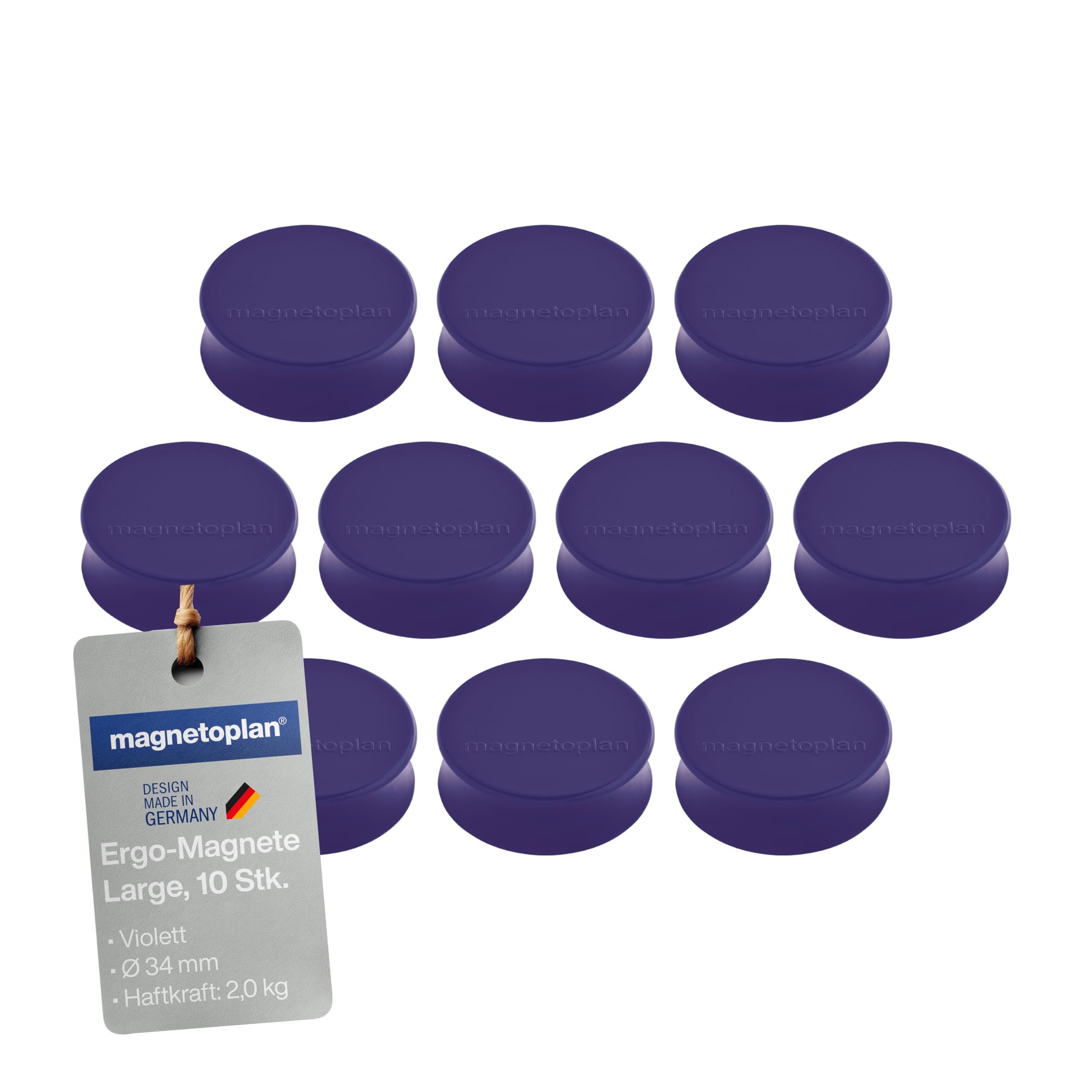 Ergo Large Magnets, Diameter 34 mm x 12.5 mm, Pack of 10 Purple