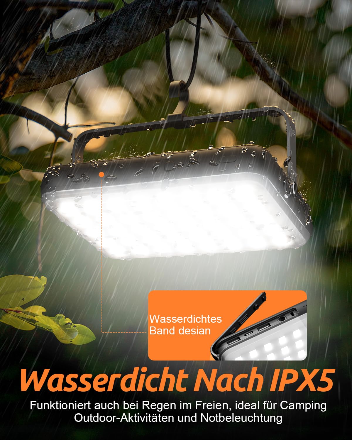 Eventek LED Campinglampe 4000LM【LUMEN Safe+】20000mAh Powerbank aufladbar, IPX5 wasserdichte Zeltlampe dimmbar, Notfallleuchte für Stromausfall, Werkstatt & Angeln, inkl. Tasche
