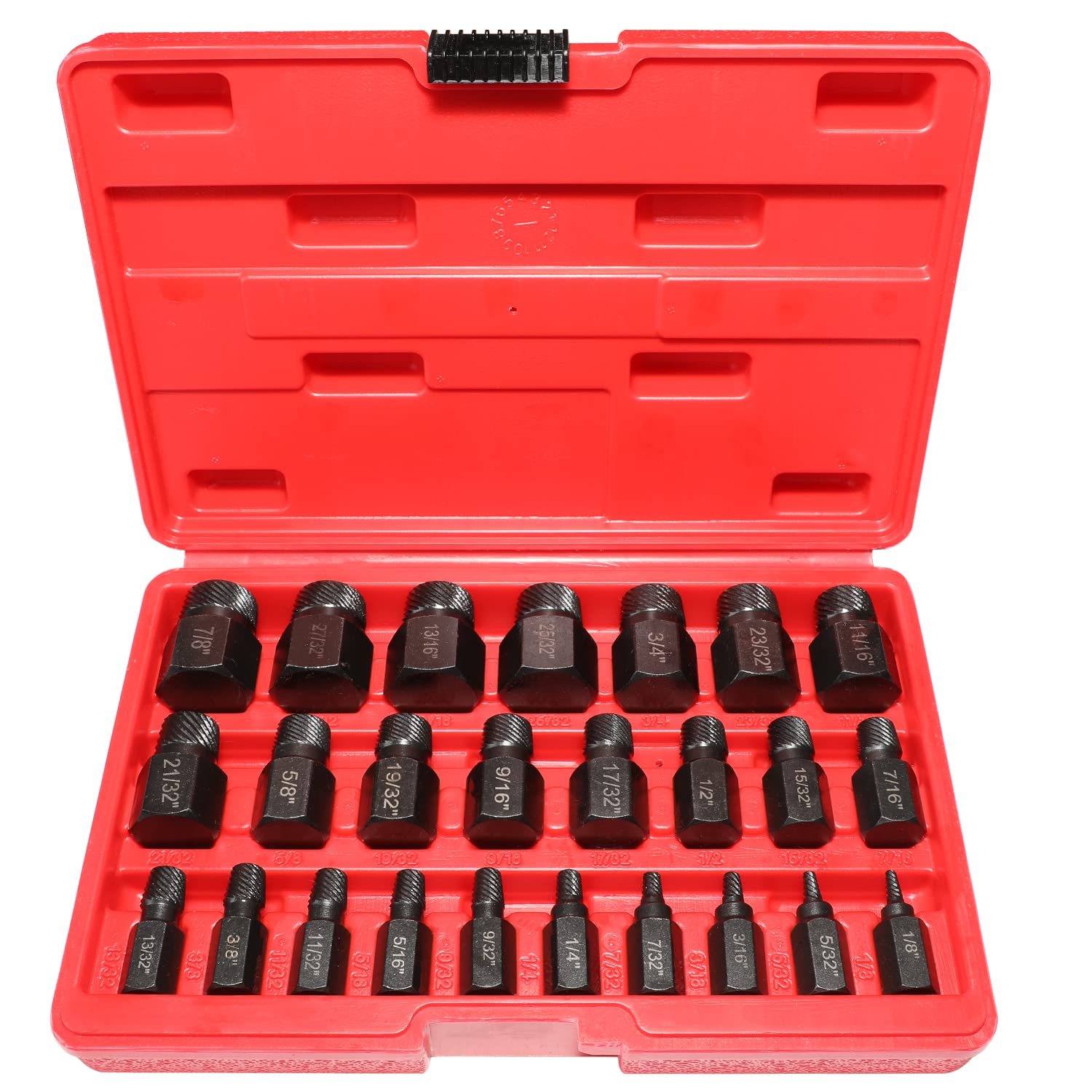 Juego de extractores de tornillos de 25 piezas, juego de extractores de pernos de fácil extracción, juego de tornillos de cabeza hexagonal multiestriados para pernos, tornillos y espárragos redonde