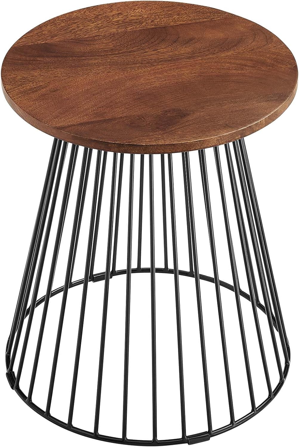 Modway Valeo Modern Wood Metal Side Table in Walnut - Versatile Round Accent Table - Small End Table with Metal Base - Minimalist Bedside Table and Plant Stand