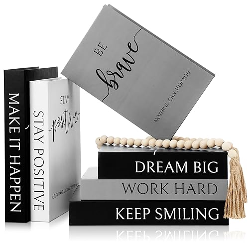 Menkxi 6 Aesthetic Decorative Books Set with Tassel Wood Bead