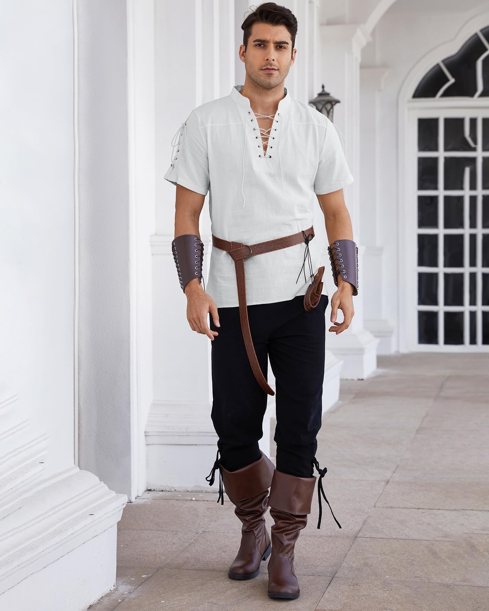 YAOBAOLE Chemise médiévale pour Homme Viking Costume à Lacets Renaissance Victorian Steampunk Pirate Chemise Homme