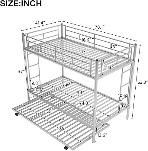 Miniatura 2 de Bellemave Litera individual sobre cama individual con nido, marco de cama de metal con escalera y rieles de seguridad para niños, niñas, niños,