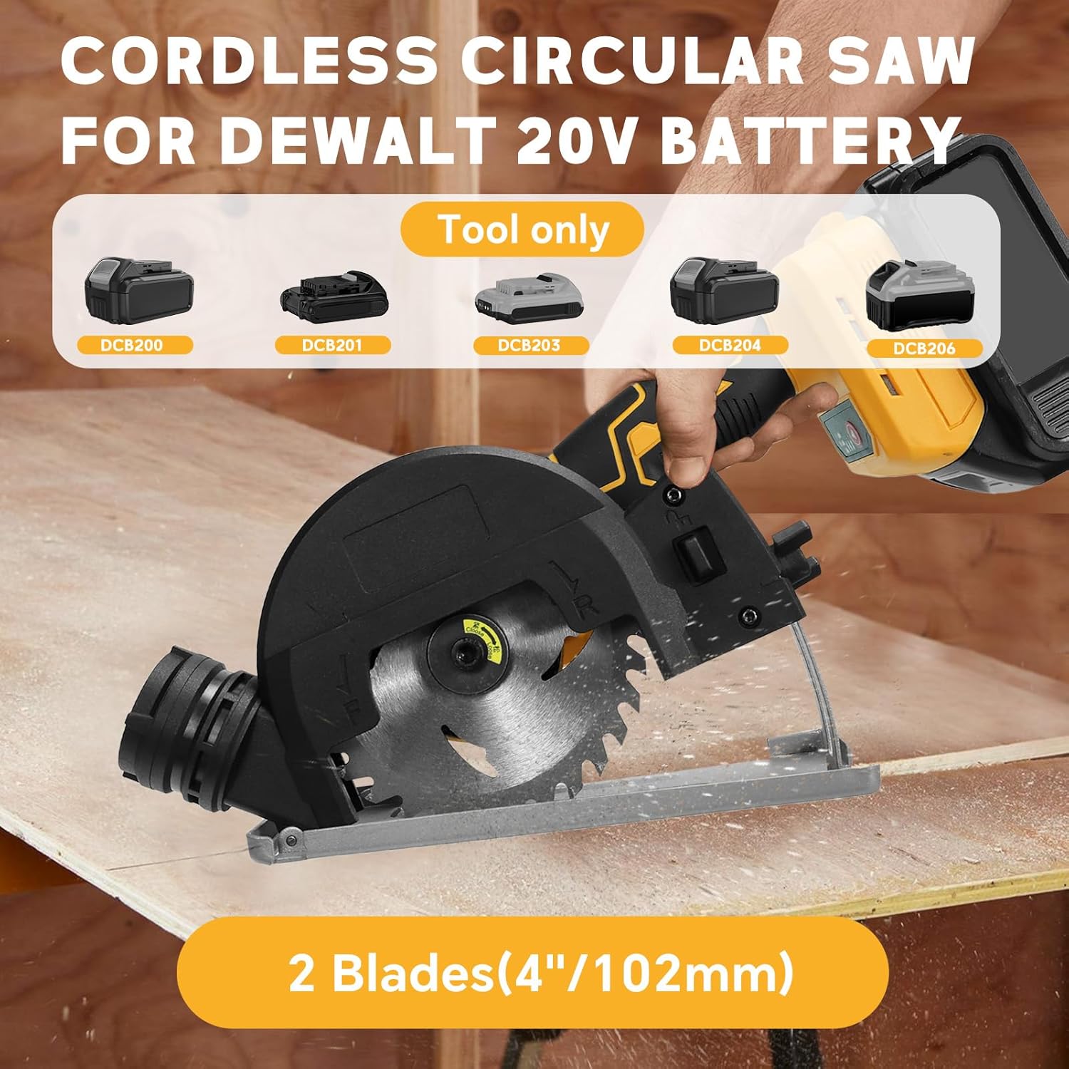 Cordless Mini Circular Saw for Dewalt 20v Battery, 4" Brushless Power Circular Saws, 12000RPM Small Circular Saw,2 Blade, Cutting Depth 0.8"(20mm) for Metal, Wood, Plastic(No battery) 3 71D 8kcLhOL. AC SL1500