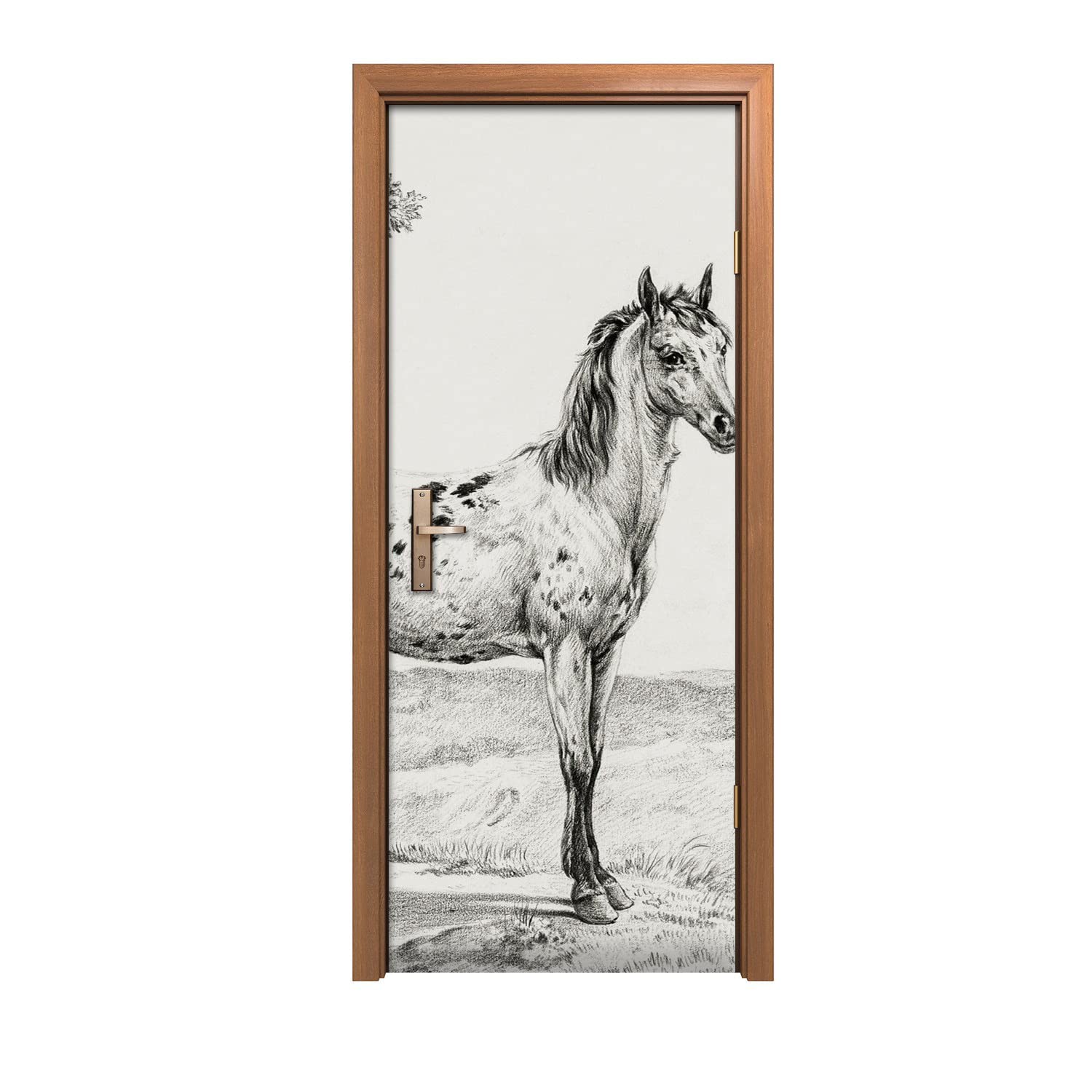 Autocollant de porte chevaux 80x200cm créez une ambiance nature dans votre salon