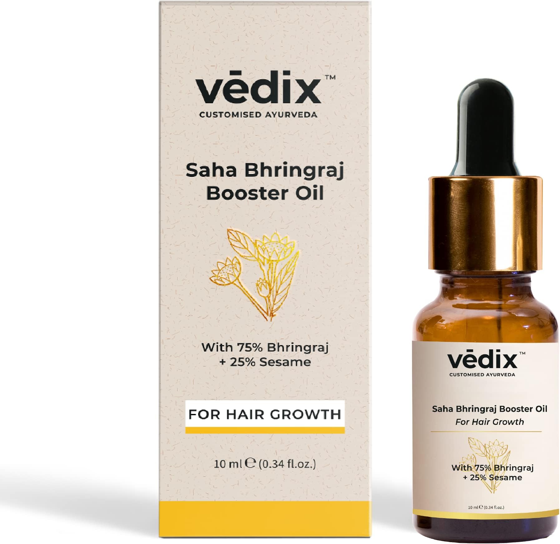 Customised Ayurvedic Hair Oil | Saha Bhringraj Booster Oil | For Hair Growth And Thick Hair | With Bhringraj And Sesame - 10ml